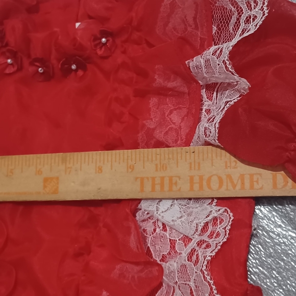 Vintage Kandy Ann Red Sheer Frilly, Ruffle, Lace Little Girls Party dress SZ 5? - Picture 7 of 10